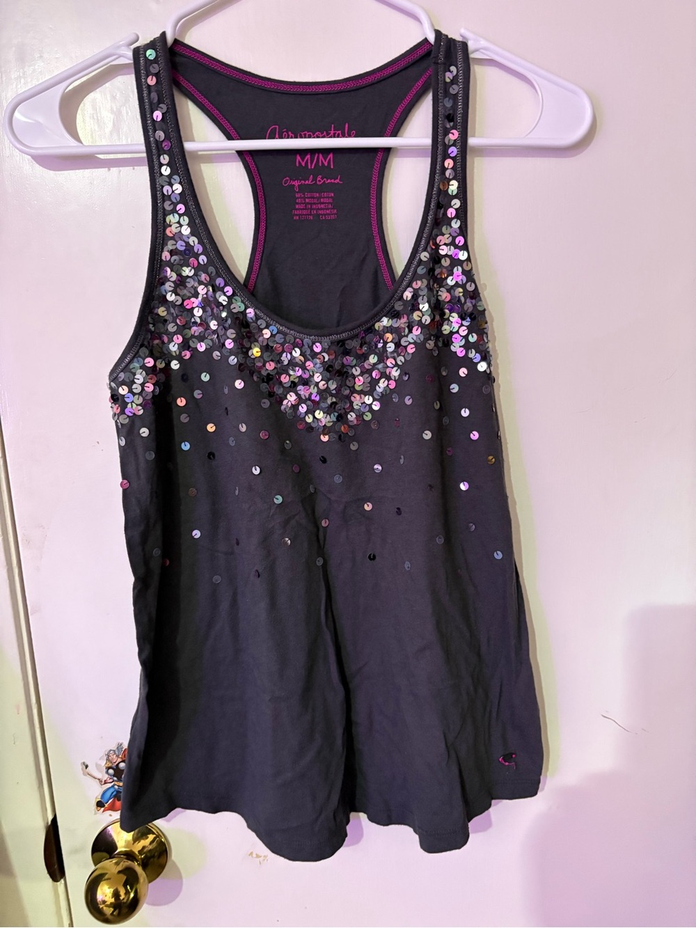 Aeropostale Black Tank Top with Iridescent Sequins